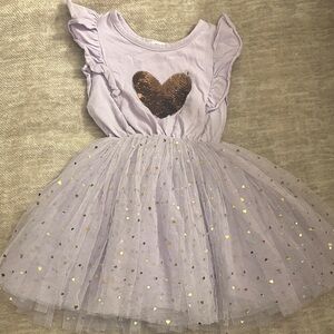 Lavender Heart Sequin Kids Dress